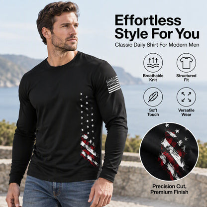 Men's Retro American Flag Long Sleeve Top