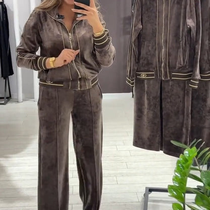 Women's 2-Piece Tracksuit Set with Zip Jacket & Wide-Leg Pants⛰️𝙁𝙧𝙚𝙚 𝙎𝙝𝙞𝙥𝙥𝙞𝙣𝙜