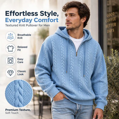 Men's Cable Knit Half-Zip Hooded Sweatshirt