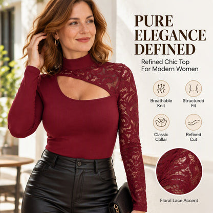 Women's Chic Asymmetrical Cutout Lace Top