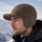 Men's Winter Knit Beanie Hat with Brim & Ear Flaps