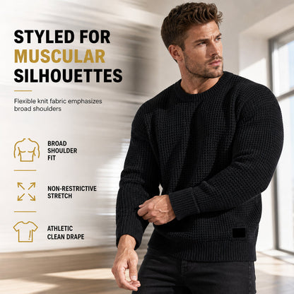 Men's Crew Neck Chunky Knit Sweater Autumn Winter Pullover Knitted Top