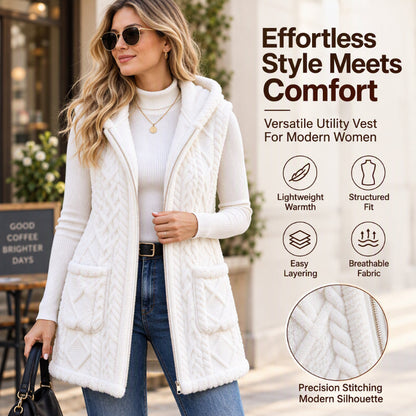 Women's Cozy Double-Sided Fuzzy Hooded Vest