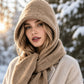 Women's 2-in-1 Thermal Knit Hooded Scarf