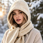 Women's 2-in-1 Thermal Knit Hooded Scarf