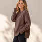 Women's Loose Crewneck Side Slit Sweatshirt