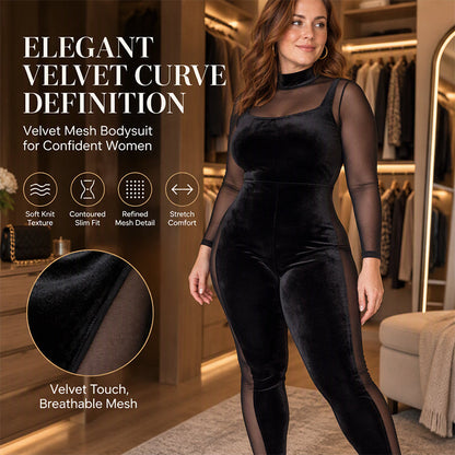 Women's Sheer Mesh Velvet Bodycon Jumpsuit✨🔥𝙁𝙧𝙚𝙚 𝙎𝙝𝙞𝙥𝙥𝙞𝙣𝙜